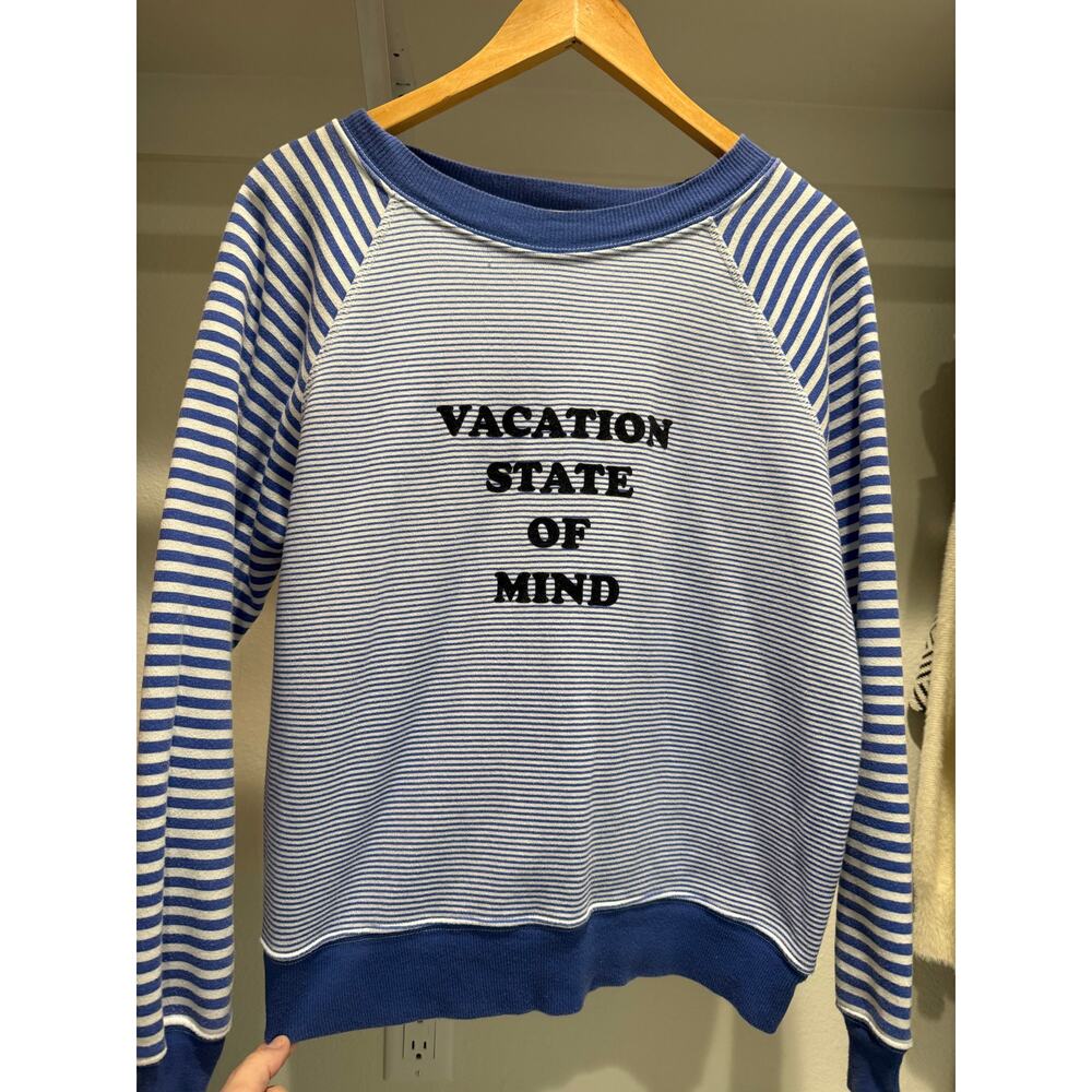 Wildfox Vacation State of Mind Striped Crew Neck Women's Sweatshirt Size XS